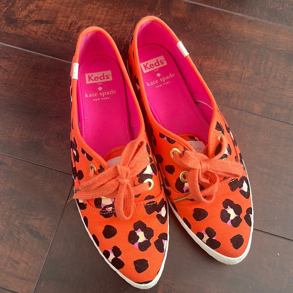 Kate Spade Orange Leopard Pointed Keds